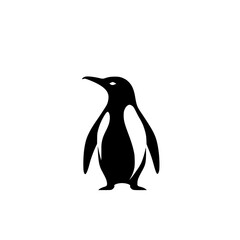 Naklejka premium Majestic Penguin Silhouette: Elegant Black and White Bird Icon