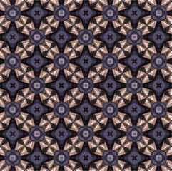 Luxurious chocolate flower design, incorporating Arabic and batik patterns, seamless, vector art, fully editable.