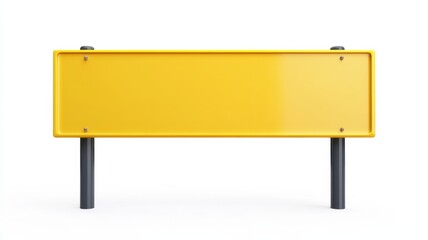 Obraz premium Traffic yellow caution sign urban setting visual content minimalist design front view safety awareness, on white background