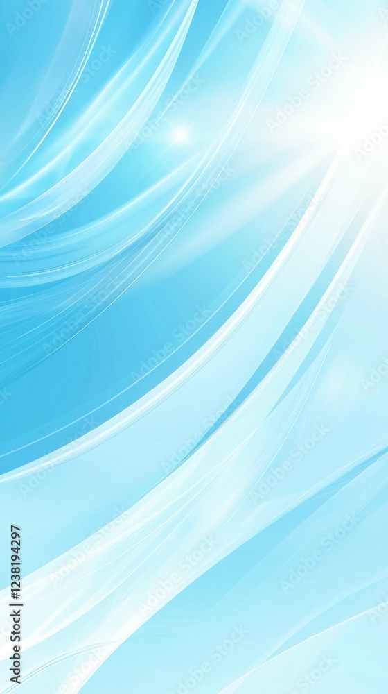 Poster soft blue wave patterns with light effects in a tranquil background