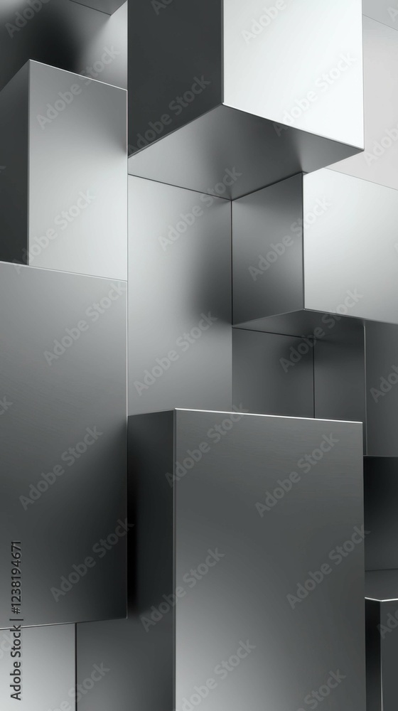 Aufkleber abstract metallic cubes with reflections and shadows in 3d space