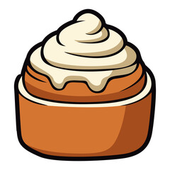 cinnamon roll cake sweet snack food meal flat color vector illustration template design