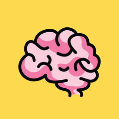 Brain, human organ cartoon, doodle vector illustration, simple concept, Isolated premium vector