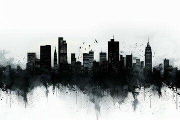 Naklejka premium Monochrome cityscape with symmetrical reflection. Neural network AI generated