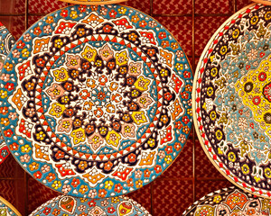 Arabian traditional colored pottery sold  in the traditional arabian market