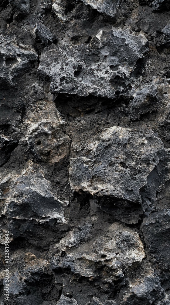Poster dark and textured volcanic rock surface with irregular patterns