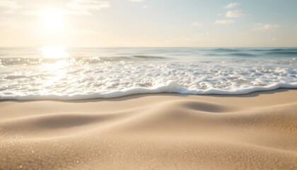 beautiful sandy beach and soft blue ocean wave sea background generative ai 