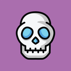 Skull, human organ cartoon, doodle vector illustration, simple concept, Isolated premium vector