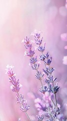 Fototapeta premium Vibrant Lavender Blooms on Soft Pastel Background in Natural Light