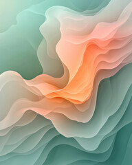 A soft, ethereal composition of flowing teal and gold, the abstract swirls blending seamlessly to form a harmonious fluid art background,