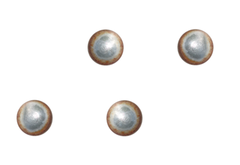 The slightly rusty screws are screwed on, view of the domes. On isolated transparent background.