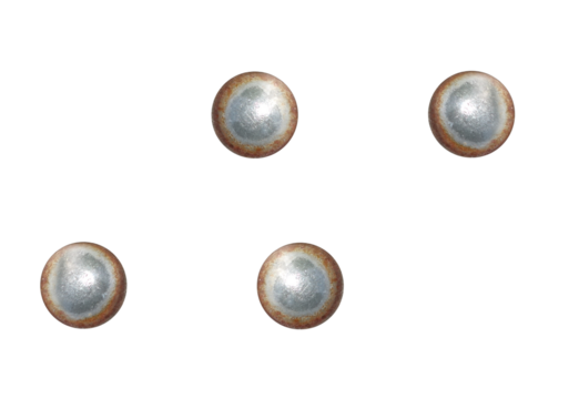 The slightly rusty screws are screwed on, view of the domes. On isolated transparent background. - Powered by Adobe