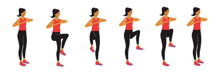 Fitness Workout Alternating Hurdles Exercise
