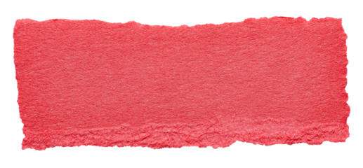 Isolated cut out torn piece of blank red paper note cardboard with texture and copy space for text, transparent png background design element