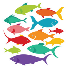 A group of fish silhouettes vector-5