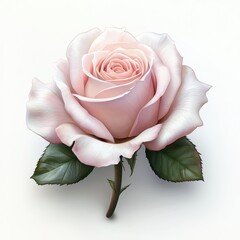Delicate pink rose flower on a white background
