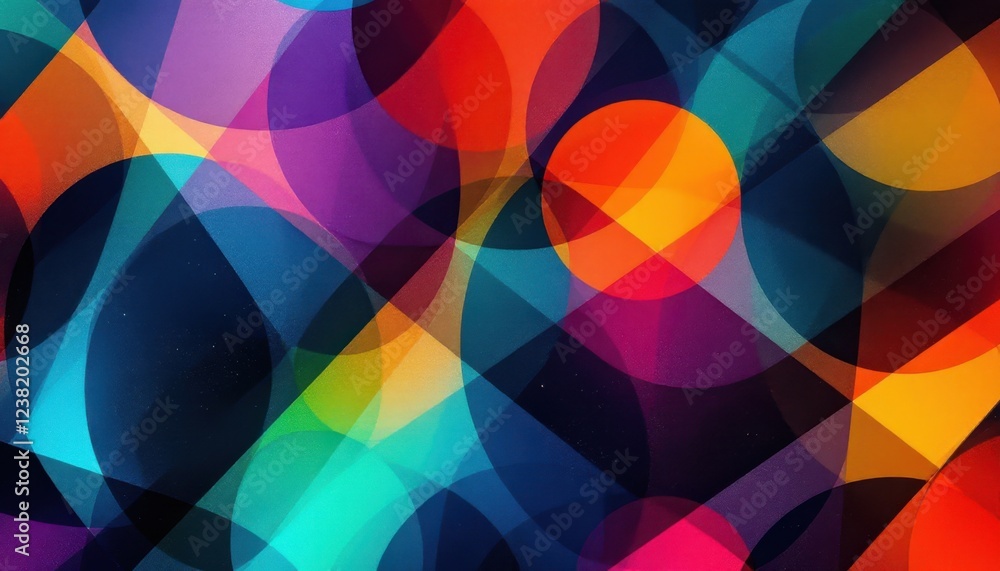 Poster vibrant abstract geometric pattern with overlapping circles and bold colors