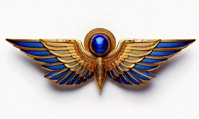 gold and lapis lazuli egypt wings isloates on white