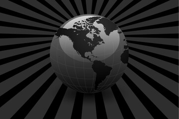 Abstract business background, dark gray with earth globe.