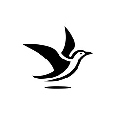 Elegant Bird in Flight: Minimalist Black and White Bird Silhouette Logo Design