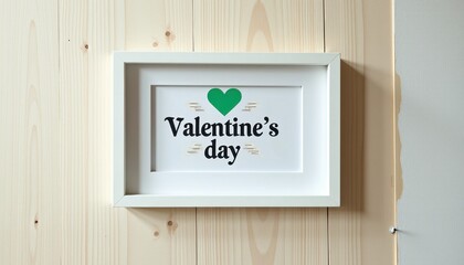White Frame Valentine's Day Mockup Against Rustic Wooden Background
