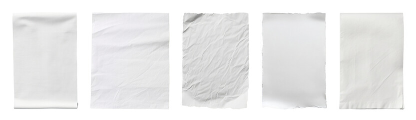 Obraz premium PNG Crumpled white paper textures collection on transparent background