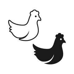 Black hen icon isolated on white background for apps and web