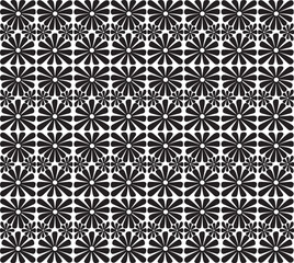 Fototapeta premium floral Vector seamless pattern with leaves and curls | Seamless black and white vintage floral border | Geometric floral set of seamless patterns. White and black vector backgrounds.