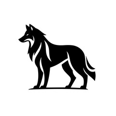 Majestic Wolf Silhouette: A Striking Black and White Vector Graphic Design