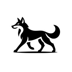 Majestic Wolf Silhouette: A Striking Black and White Vector Logo Design