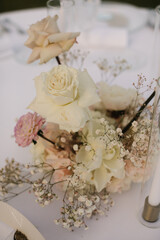 Scenic Outdoor Wedding Table with Pampas Grass and Roses