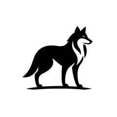 Majestic Wolf Silhouette: Black and White Animal Vector Graphic