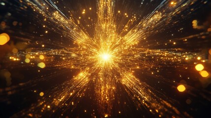 golden starburst with a bright center, surrounded by shimmering light trails.