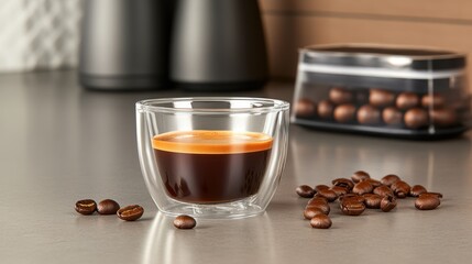 Cup of coffee on a cozy kitchen counter, inviting a moment of relaxation