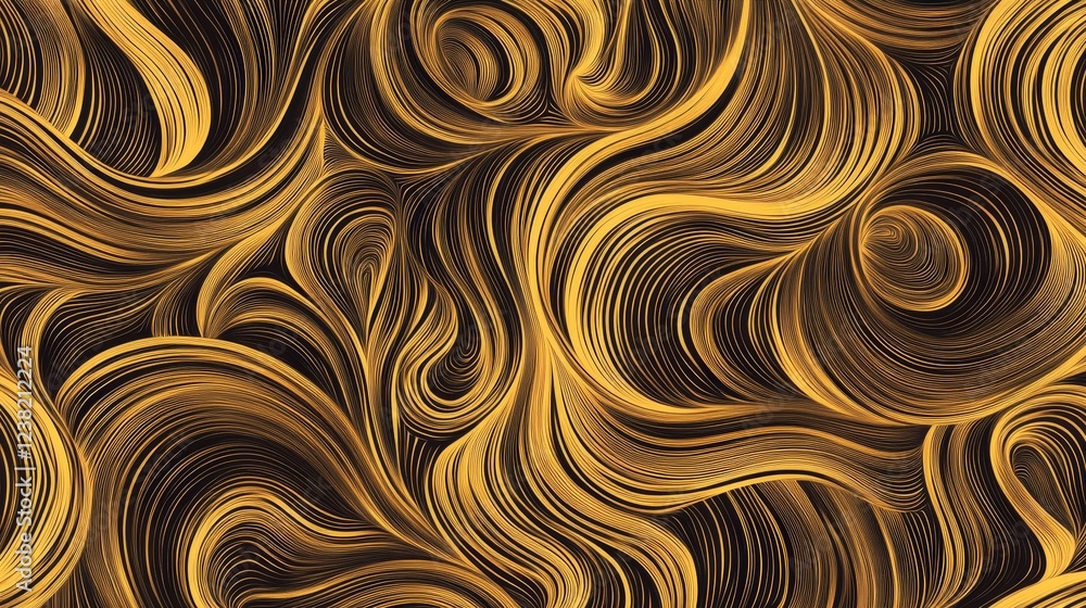 Poster golden wave pattern with smooth, flowing curves, ideal for a sophisticated design