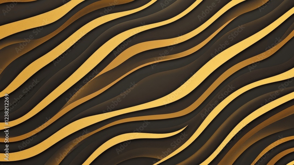 Poster golden wave pattern with smooth, flowing curves, ideal for a sophisticated design