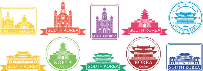 South Korea set. Isolated South Korea on white background