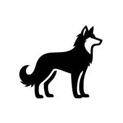 Majestic Wolf Silhouette: Black and White Vector Graphic