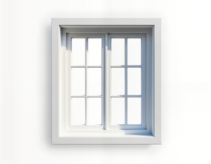 Fototapeta premium White window with frame shown. Open window on transparent background. Classic design. Simple, modern interior style. Residential home decor element. Contemporary window style. Good for home design