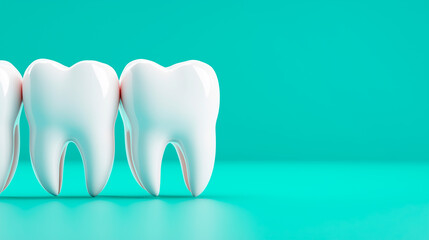 A close-up shot of a 3D model of a tooth, showcasing the advanced technology and innovation, dental illustration banner with empty space