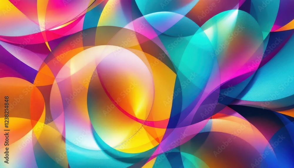 Poster vibrant abstract colorful geometric shapes overlapping circles spectrum