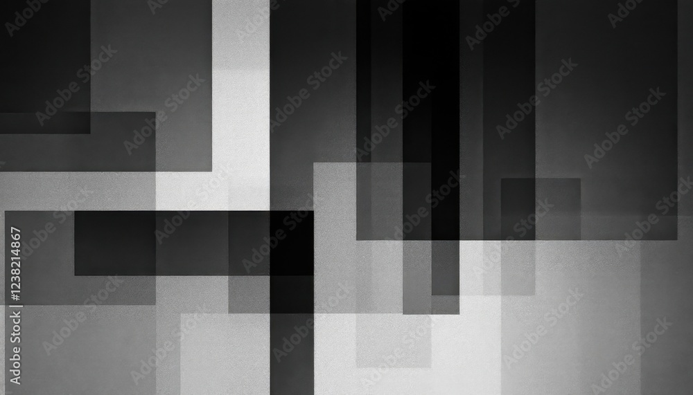 Poster abstract black and white geometric pattern with overlapping rectangles