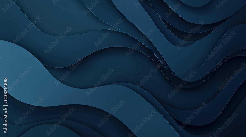 Poster abstract blue waves background with soft curves and depth effects