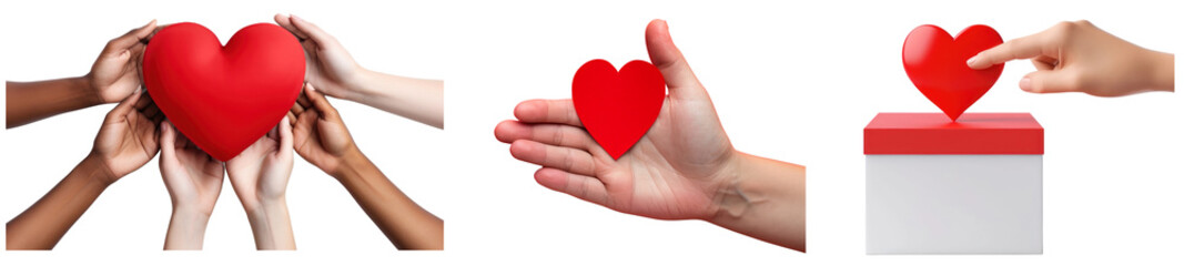 PNG Hand holding heart symbol, isolated element set, transparent background