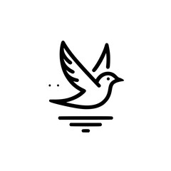 Bird in Flight: Minimalist Line Art Design of a Dove Taking Flight, Symbolizing Peace, Freedom, and Hope.