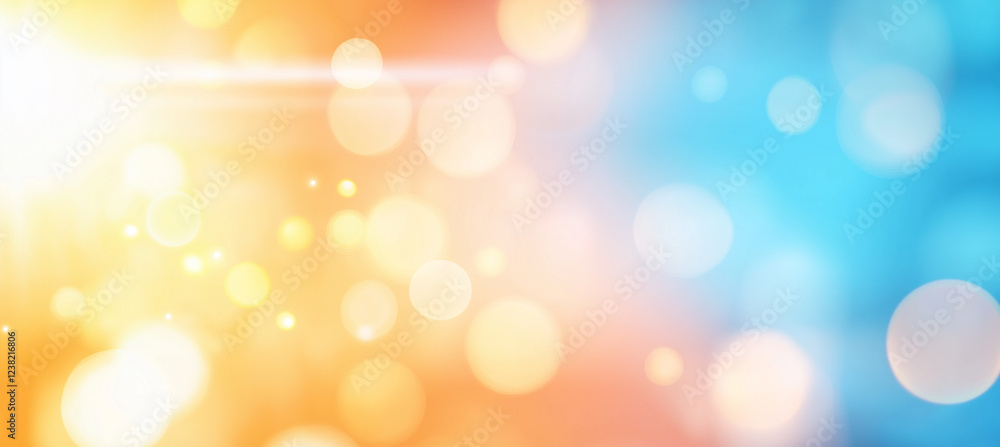 Poster bright and colorful blurred background with orange and blue tones, creating vibrant atmosphere perfe