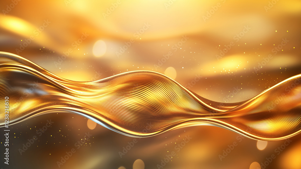 Poster abstract golden background with wavy texture and shimmering light creates luxurious atmosphere. perf