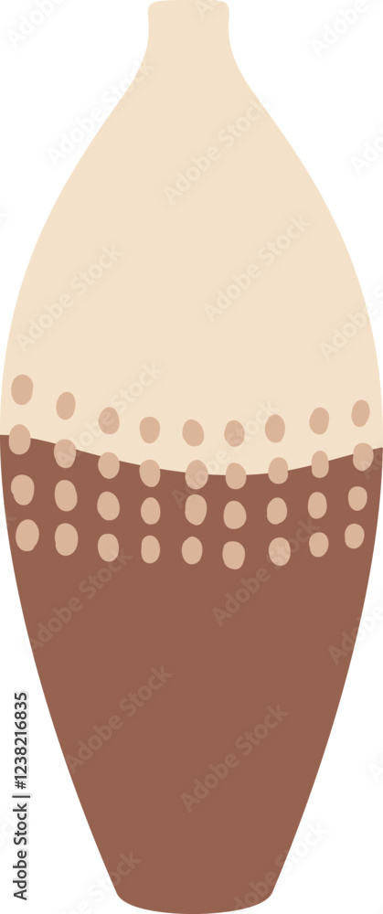 Poster featuring a simple modern vase adorned with playful polka dots and a stylish two tone color scheme, 