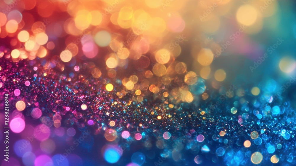 Poster colorful bokeh effect with sparkling glitter and light reflections