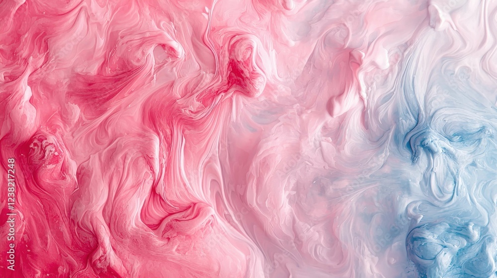 Poster abstract colorful swirls of pink and blue with soft fluid patterns